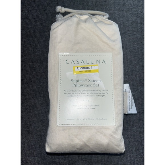 Casaluna Supima Sateen Pillowcase Set King Size Natural - Picture 1 of 2